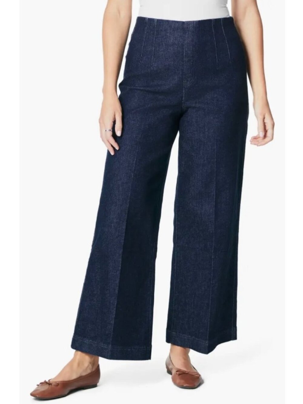 Spanx Zero Waistband Wide Leg Jeans Size XL Raw Indigo Wash